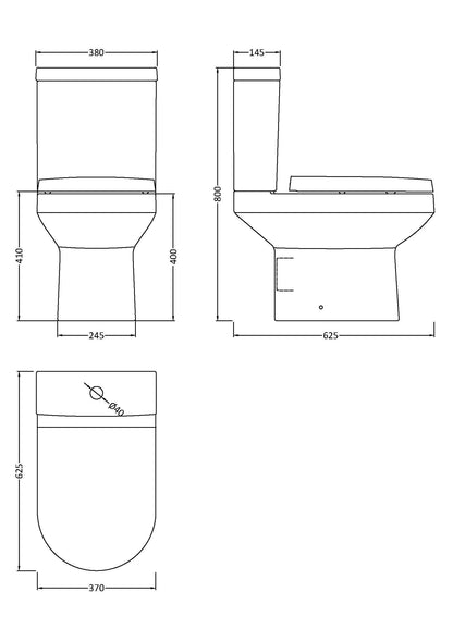 Nuie Harmony 380mm White Semi Flush-to-Wall Toilet Pan & Cistern