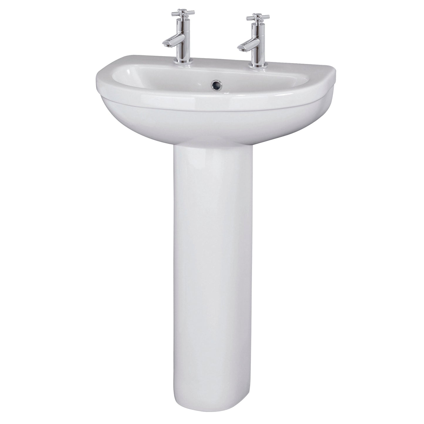 Nuie Ivo 550mm 2 Tap Hole Basin & Pedestal