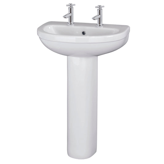 Nuie Ivo 550mm 2 Tap Hole Basin & Pedestal