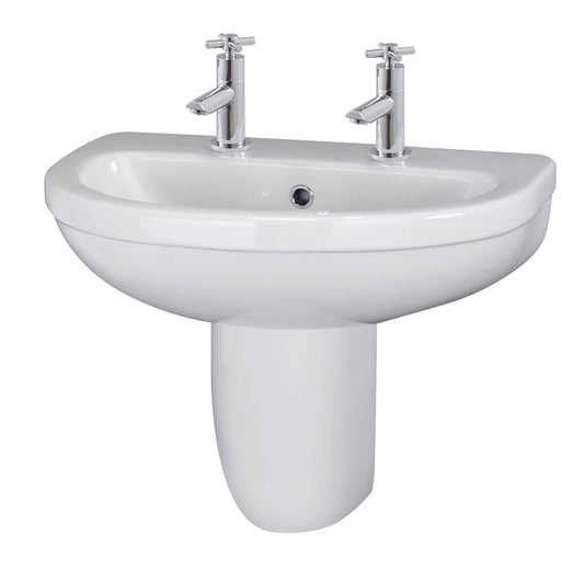 Nuie 550mm 2 Tap Hole Semi Pedestal Basin