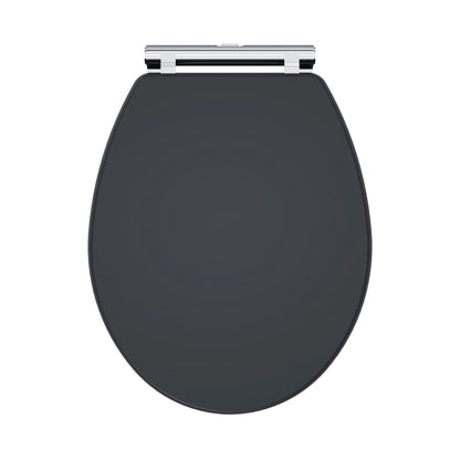 Nuie Classique Traditional Soft Black Round Wooden Soft Close Toilet Seat With Quick Release Hinge