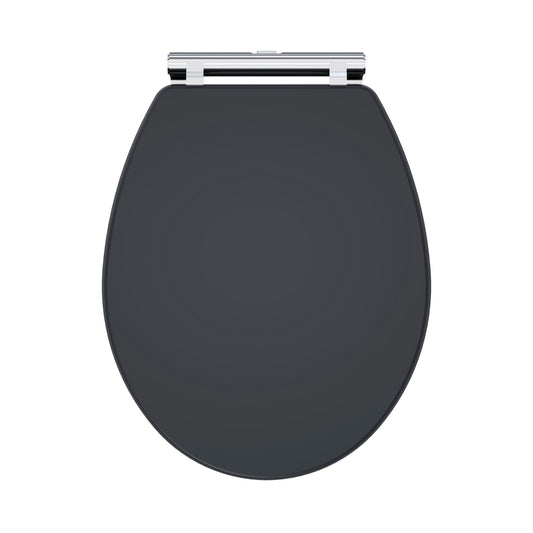 Nuie Classique Traditional Soft Black Round Wooden Soft Close Toilet Seat With Quick Release Hinge