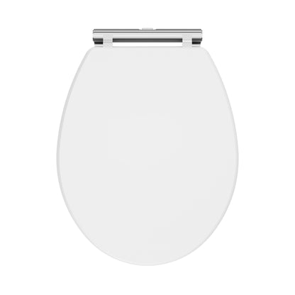 Nuie Classique Traditional Satin White Round Wooden Soft Close Toilet Seat With Quick Release Hinge