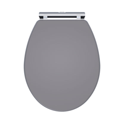 Nuie Classique Traditional Satin Grey Round Wooden Soft Close Toilet Seat With Quick Release Hinge