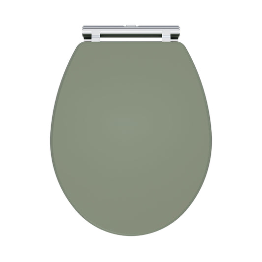 Nuie Classique Traditional Satin Green Round Wooden Soft Close Toilet Seat With Quick Release Hinge