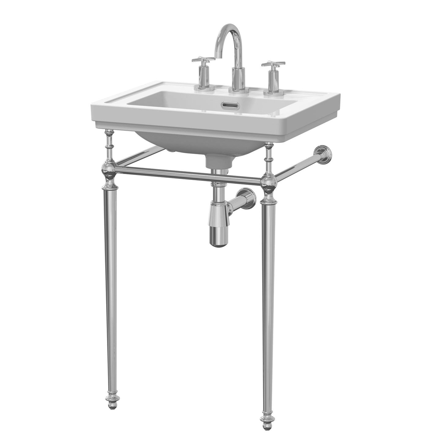 Nuie 530mm Traditional 3 Tap Hole Basin with Stand