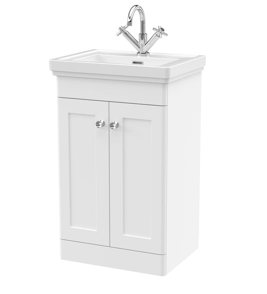 Nuie Classique 500mm Floor Standing 2 Door Vanity Basin Unit With Basin