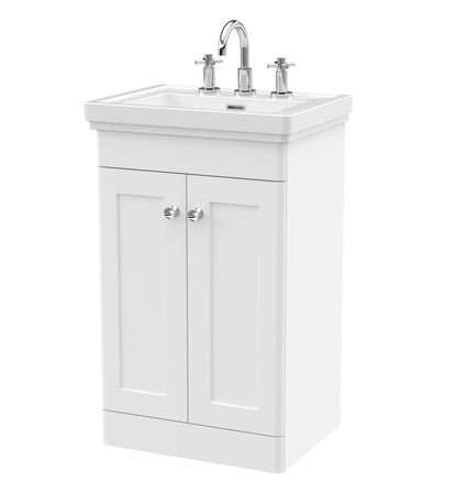 Nuie Classique 500mm Floor Standing 2 Door Vanity Basin Unit With 3 Tap Hole Basin