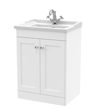 Nuie Classique 600mm Floor Standing 2 Door Vanity Unit With 1 Tap Hole & Soft Close Doors