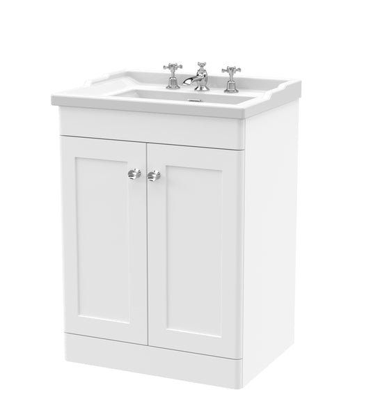 Nuie Classique 600mm Floor Standing Vanity Unit With 3 Tap Hole Basin