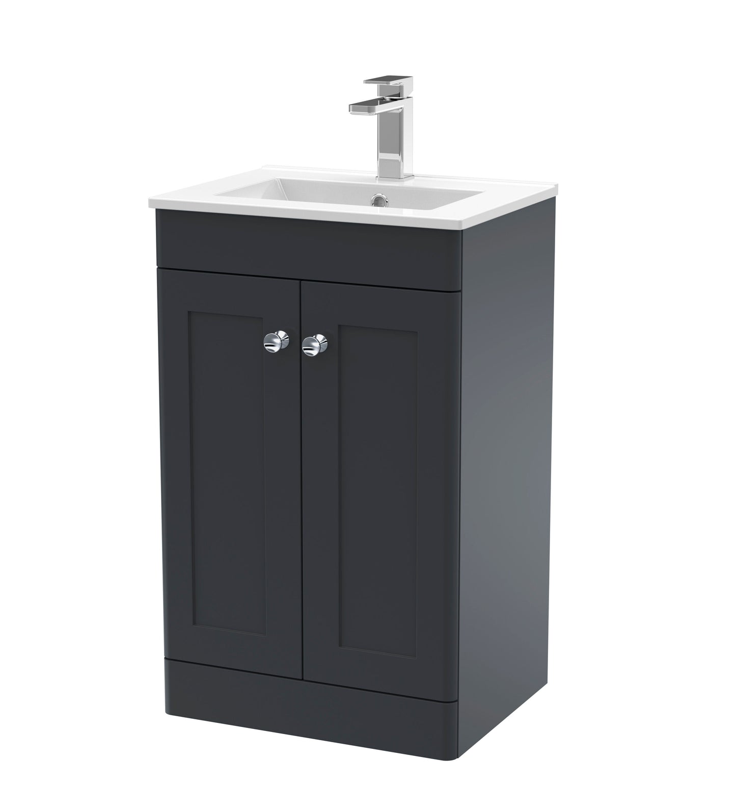 Nuie Classique 500mm Soft Black Floor Standing Basin Unit With Basin
