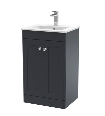 Nuie Classique 500mm Soft Black Floor Standing Basin Unit With Basin