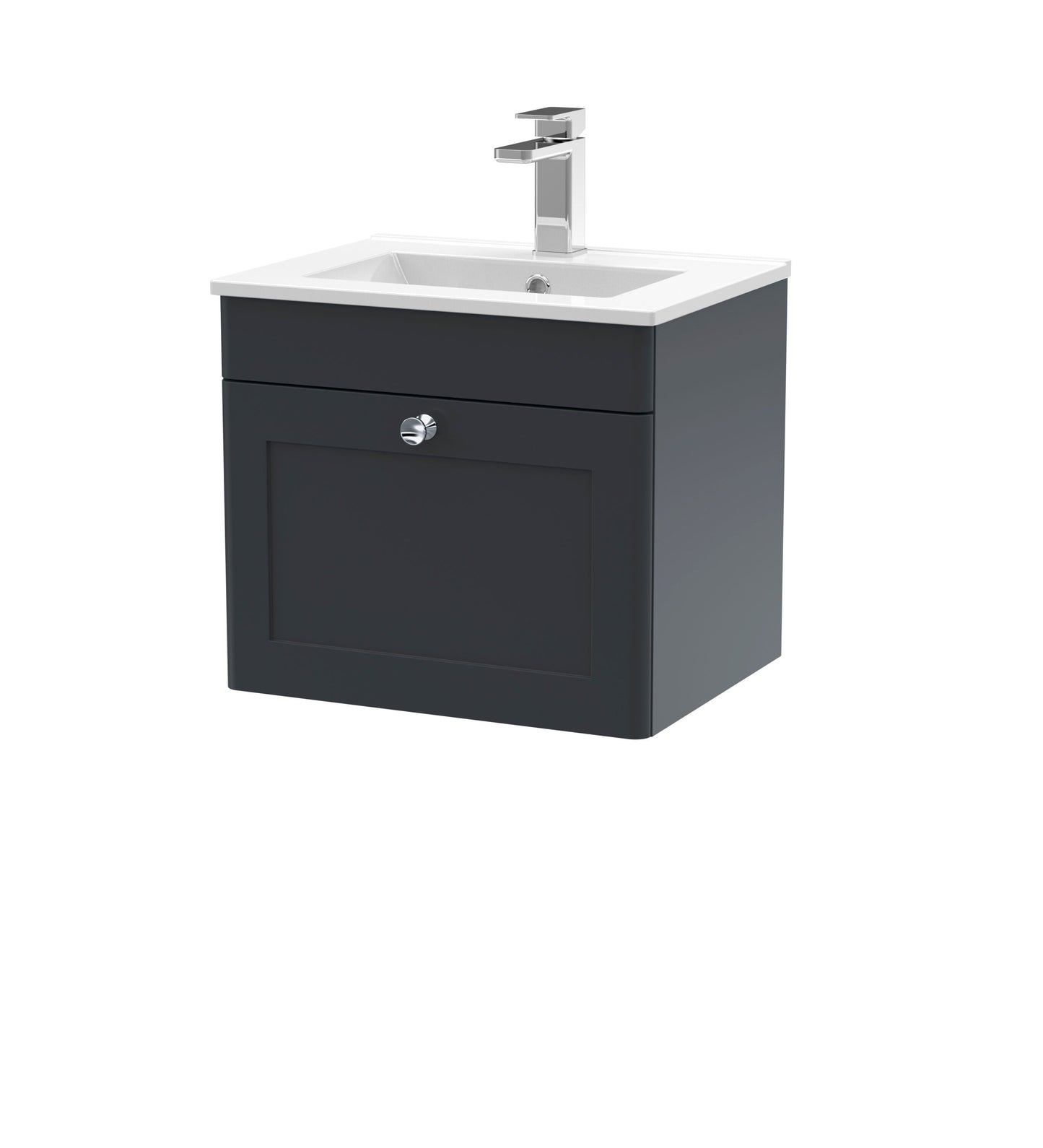 Nuie Classique 500mm Soft Black Wall Hung 1 Drawer Unit With Basin