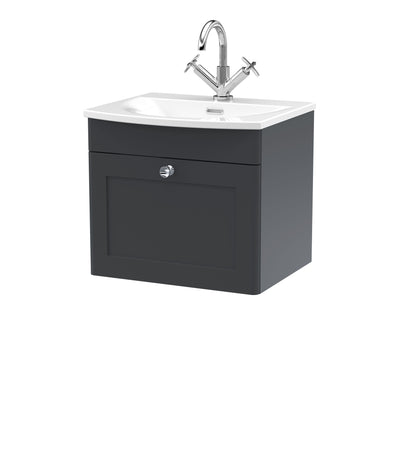 Nuie Classique 500mm Soft Black Wall Hung 1 Drawer Unit With Basin