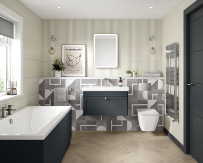 Nuie Classique 830mm Soft Black Wall Hung 1 Drawer Vanity Unit With 1 Tap Hole Basin