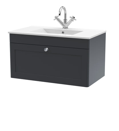 Classique 800mm Wall Hung Single Drawer Vanity with Basin - 1 Tap Hole
