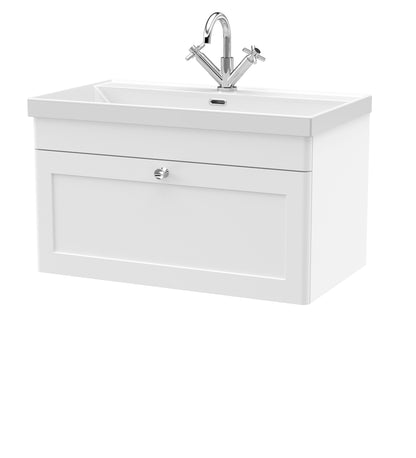 Classique 800mm Wall Hung Single Drawer Vanity with Basin - 1 Tap Hole