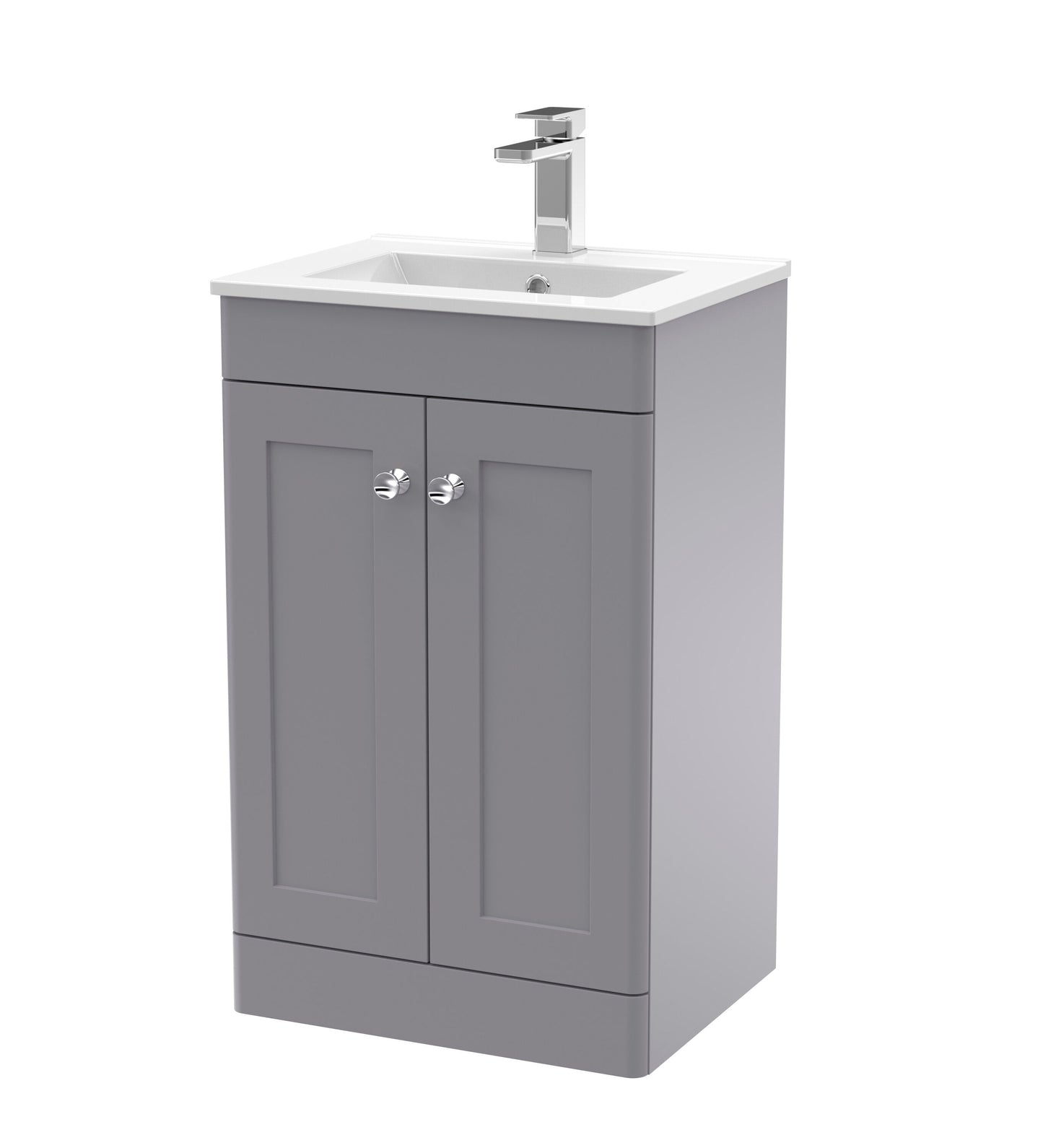 Nuie Classique 500mm Satin Grey Floor Standing Vanity Unit With Overflow