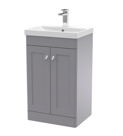 Nuie Classique 500mm Satin Grey Floor Standing 2 Door Basin Unit With Basin & Handles