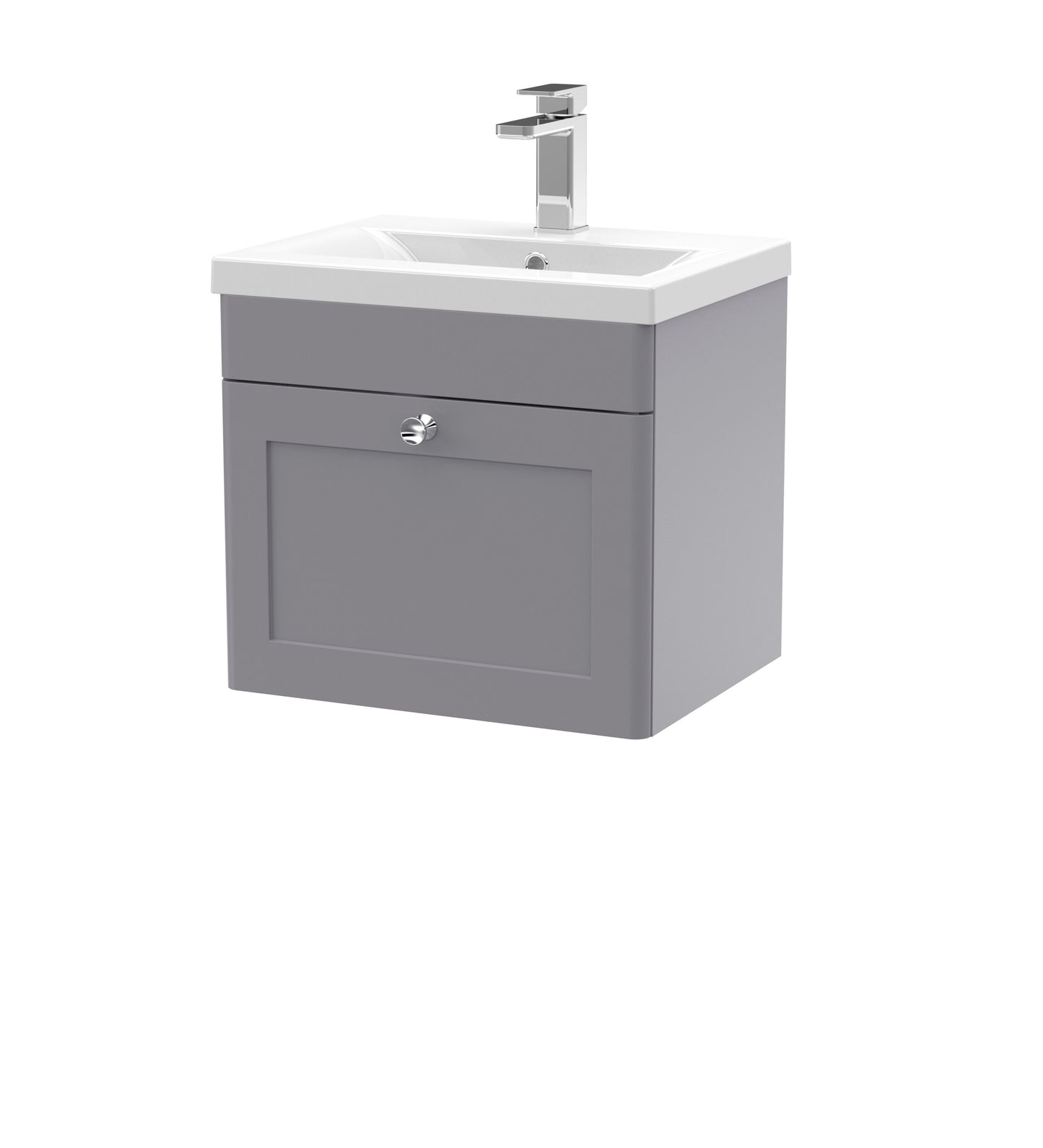 Nuie Classique 500mm Satin Grey Wall Hung 1 Drawer Vanity Unit With Basin