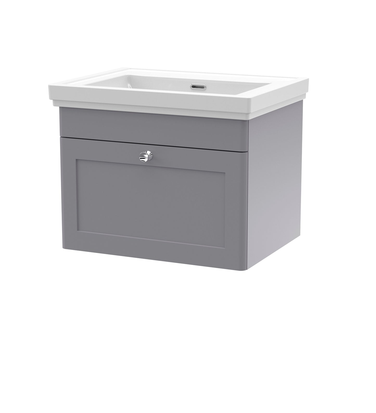 Nuie Classique 600mm Wall Hung 1 Drawer Vanity Unit with 0 Tap Hole Basin
