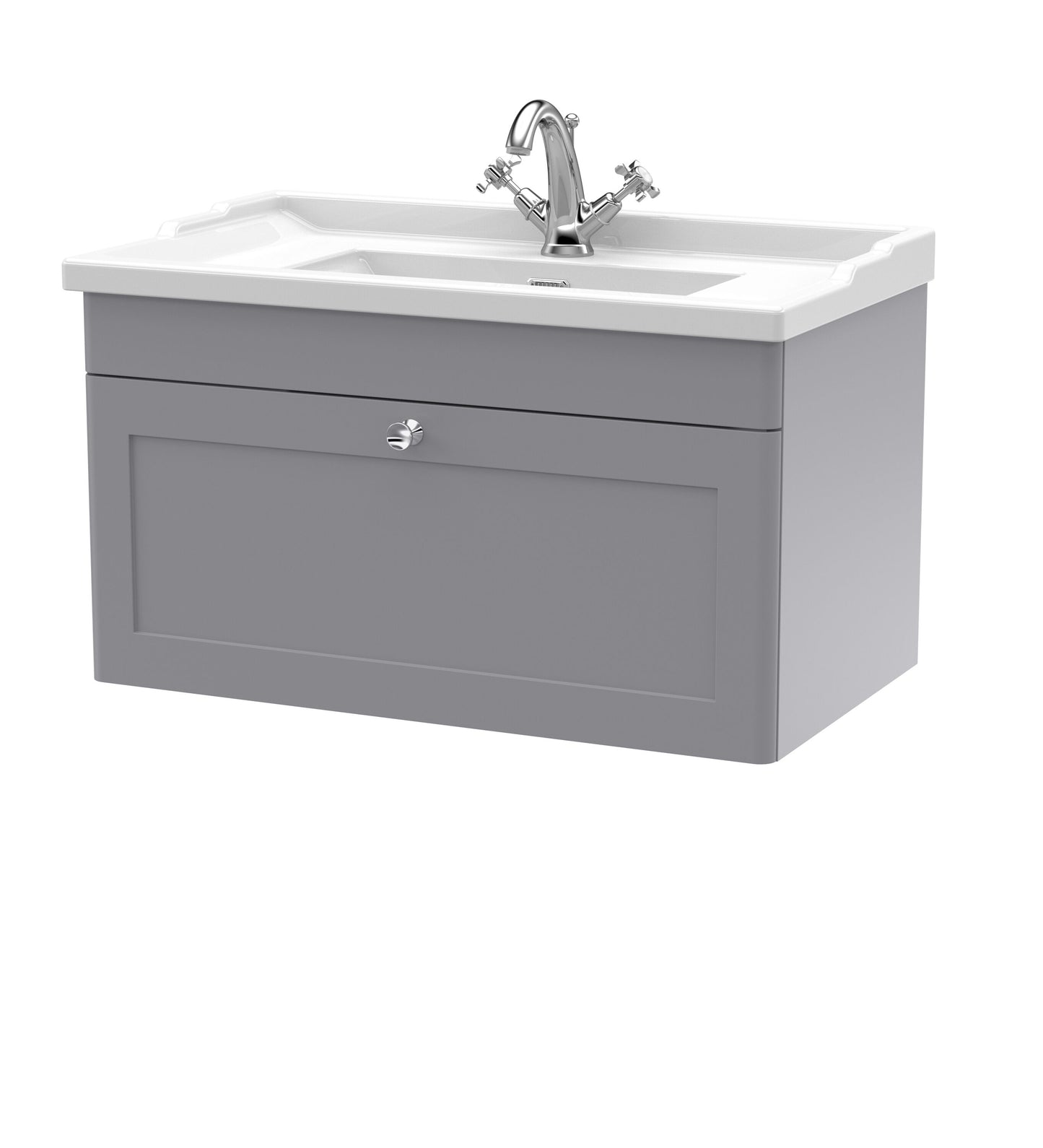 Classique Wall Hung 1 Drawer Unit & 1 Tap Hole Fireclay Basin, 800mm