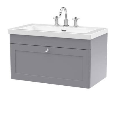 Classique 800mm Wall Hung Single Drawer Vanity with Basin - 3 Tap Hole