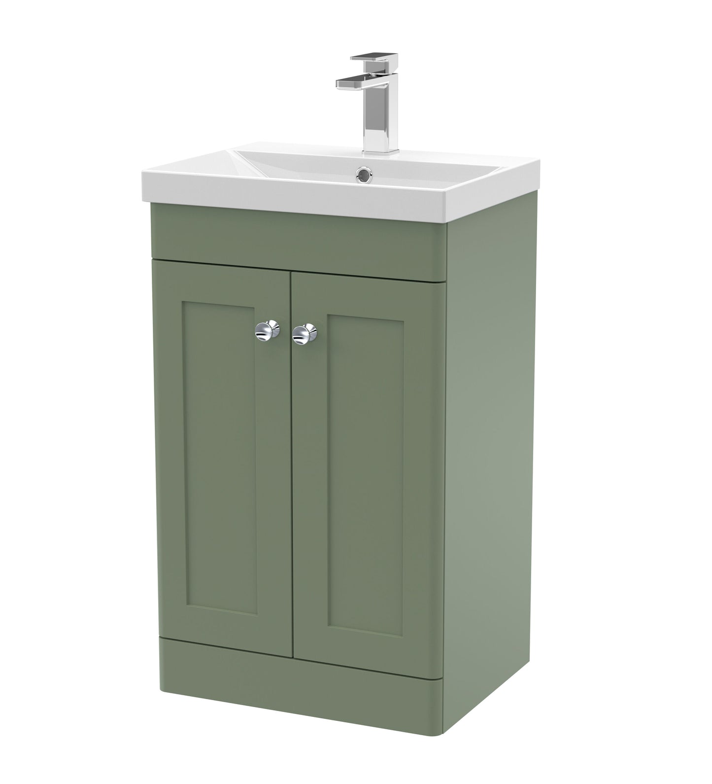 Nuie Classique 500mm Satin Green Floor Standing 2 Door Unit with Basin