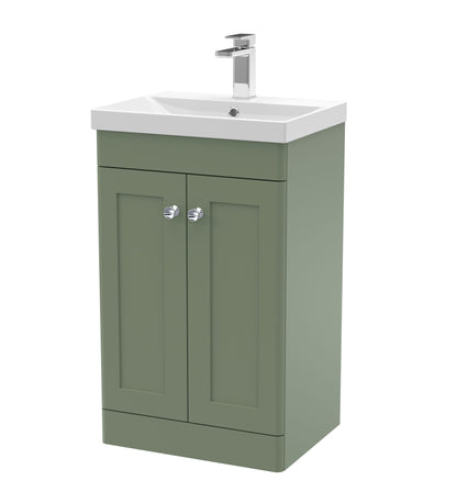 Nuie Classique 500mm Satin Green Floor Standing 2 Door Unit with Basin