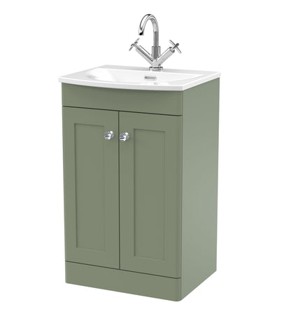 Nuie Classique 500mm Satin Green Floor Standing 2-Door Vanity Unit & Basin