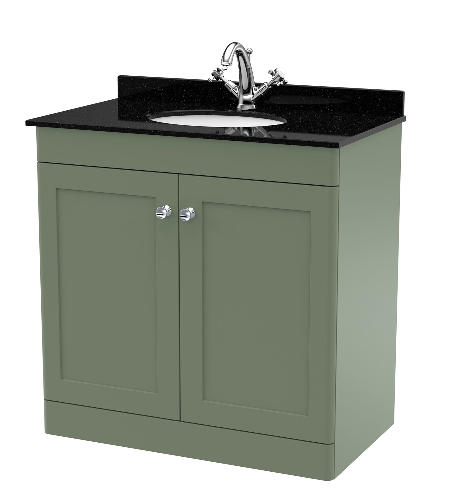 Nuie Classique 820mm Satin Green Floor Standing Vanity Unit with Basin & Handles