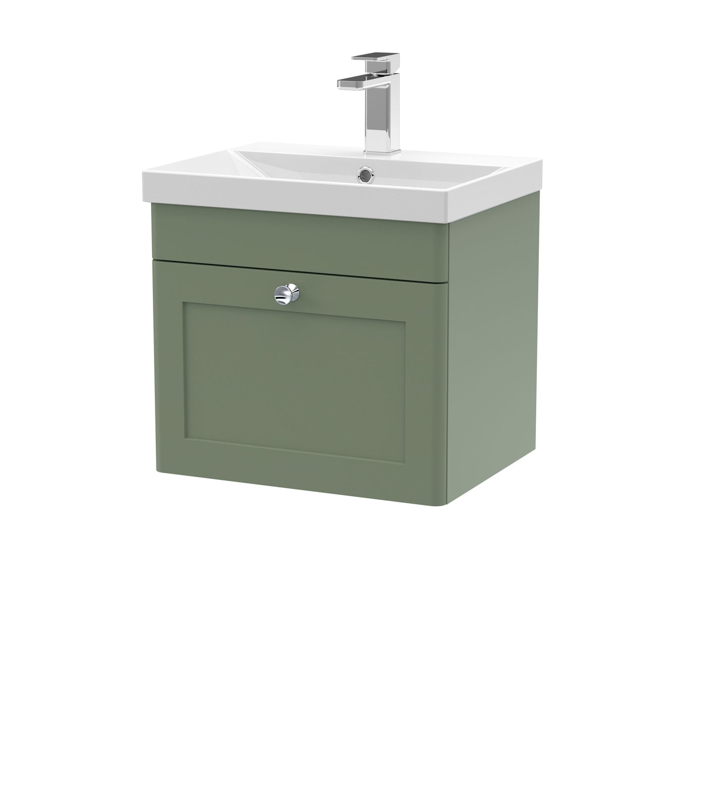 Nuie Classique 500mm Satin Green Wall Hung 1 Drawer Vanity Unit With Basin