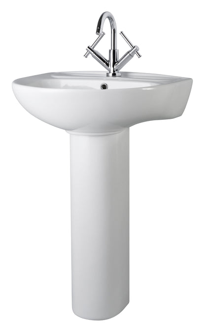 Nuie 550mm 1 Tap Hole Basin & Pedestal With Overflow