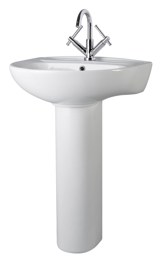 Nuie 550mm 1 Tap Hole Basin & Pedestal With Overflow