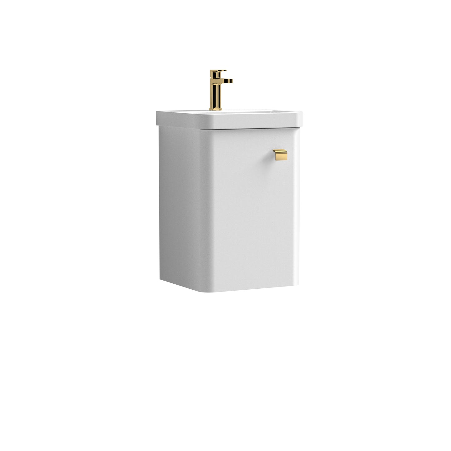 Nuie Core 400mm 1 Door 1 Drawer Gloss White Wall Hung Vanity Unit With Basin