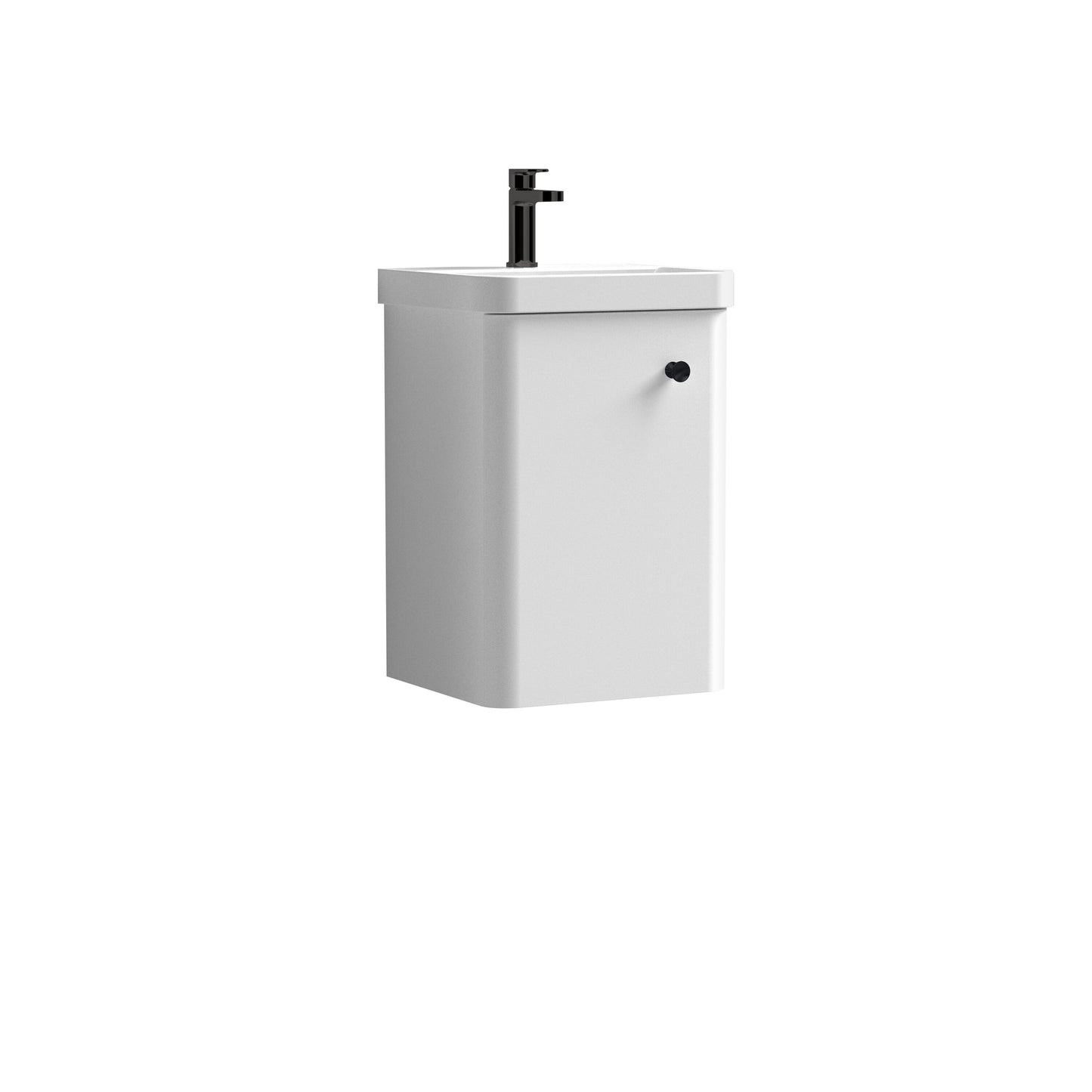 Nuie Core 400mm 1 Door Gloss White Wall Hung Vanity Unit With Basin