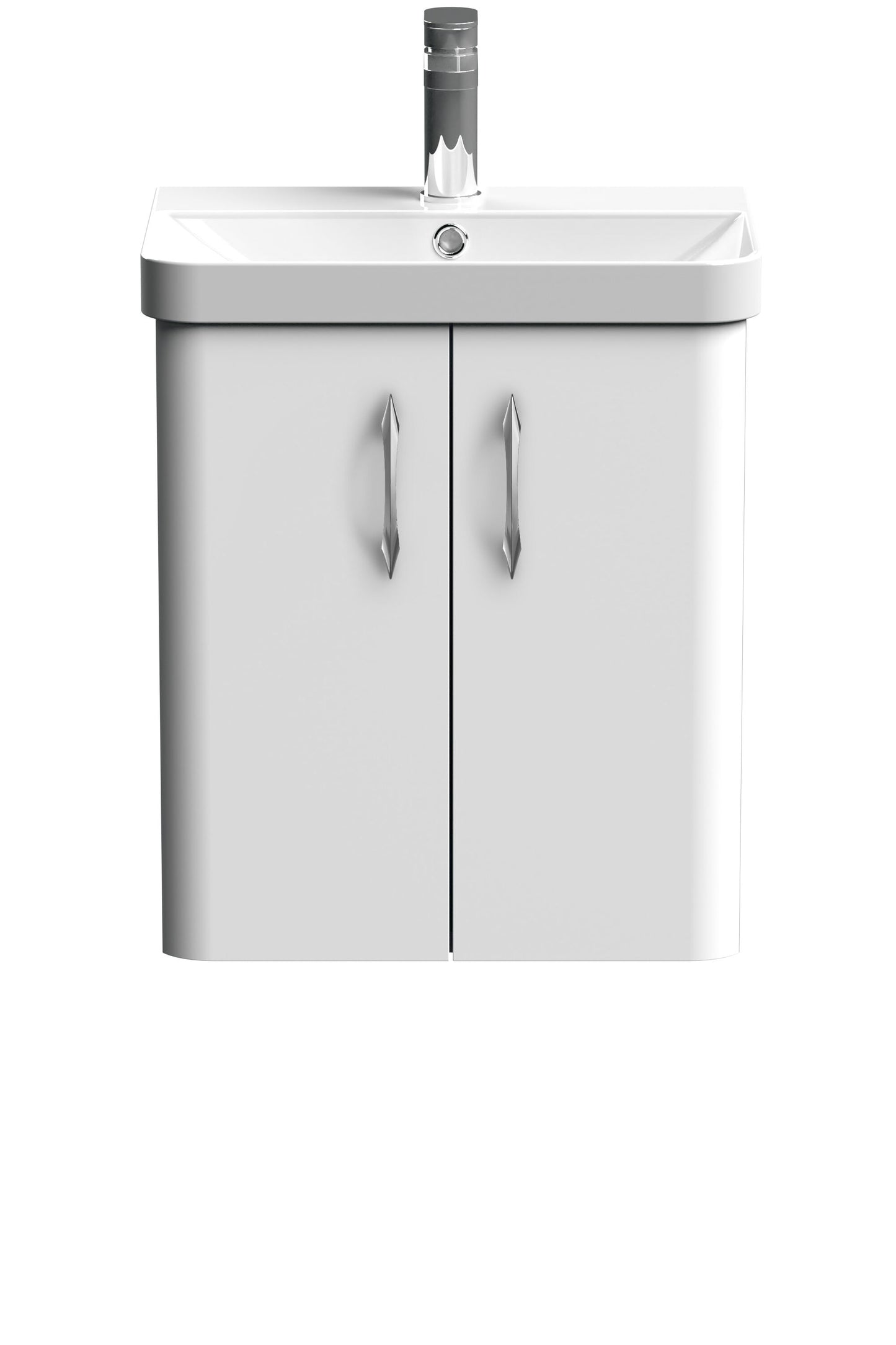 Nuie Core 500mm 2 Door Gloss White Wall Hung Vanity Unit With Basin