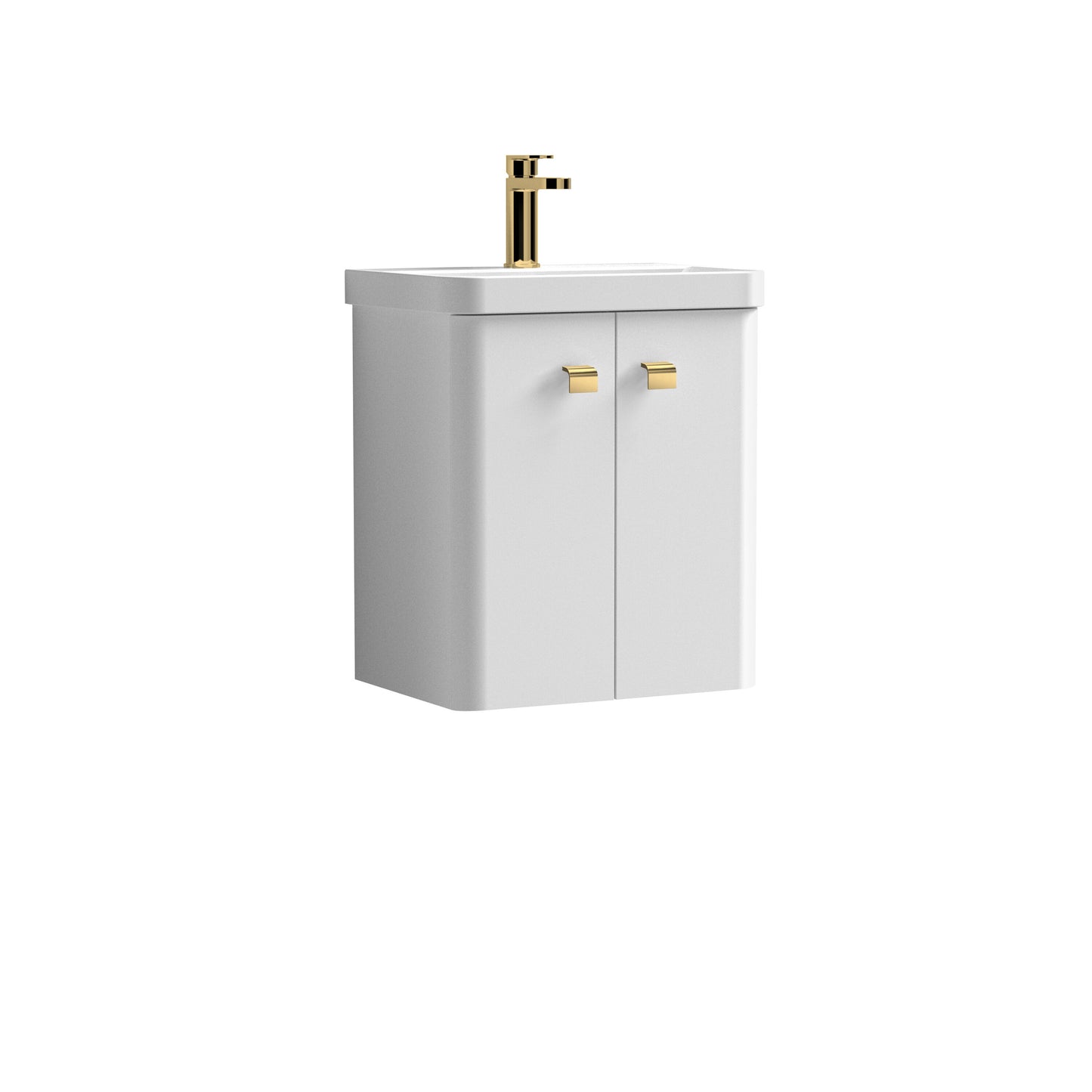 Nuie Core 500mm 2 Door Gloss White Wall Hung Vanity Unit With Basin