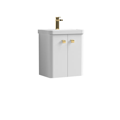 Nuie Core 500mm 2 Door Gloss White Wall Hung Vanity Unit With Basin