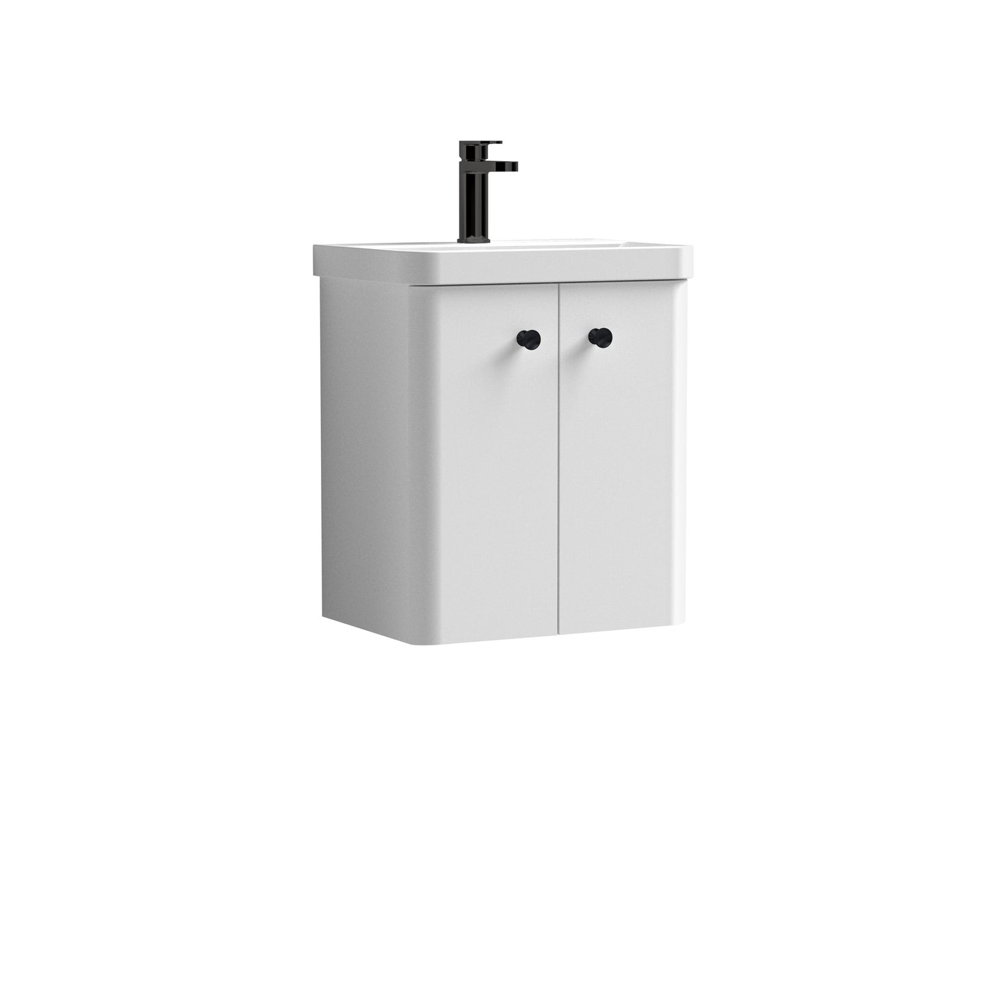 Nuie Core 500mm 2 Door Gloss White Wall Hung Vanity Unit With Basin