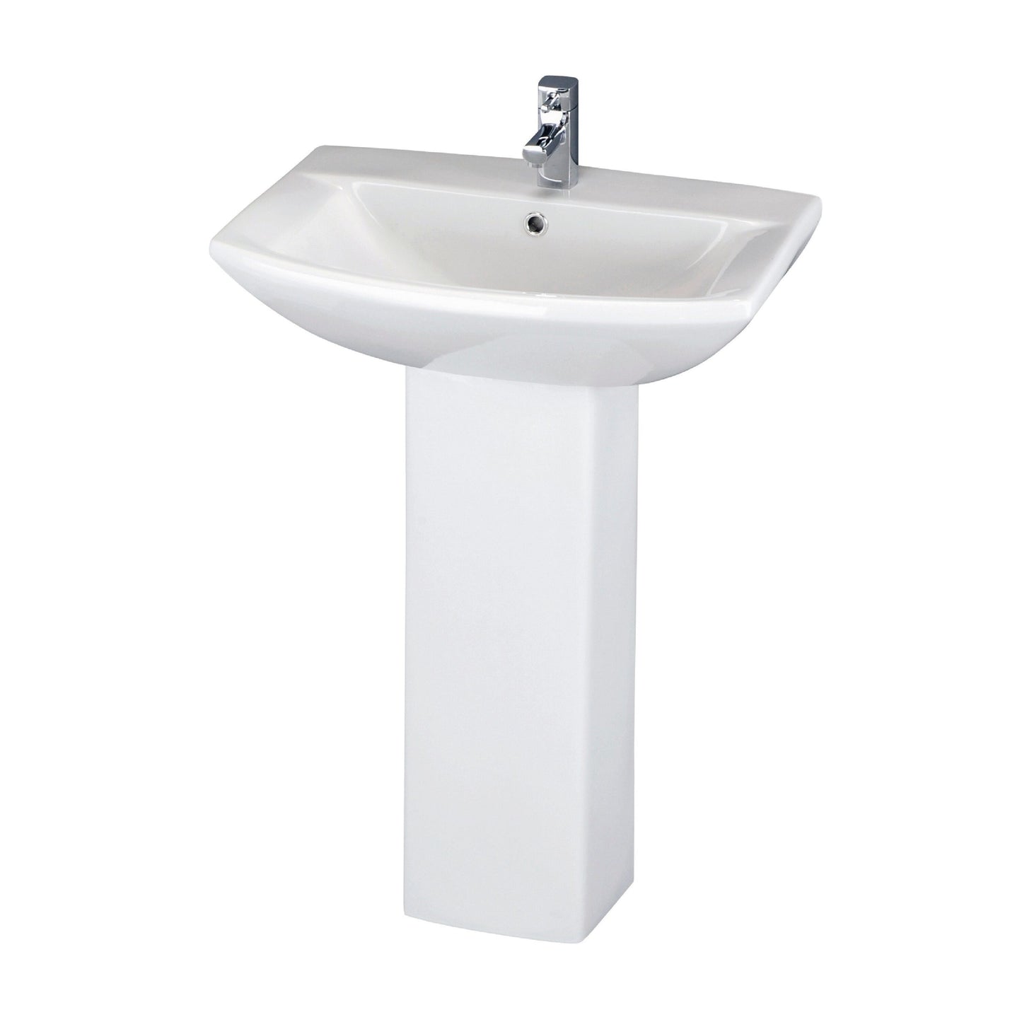 Nuie Contemporary 600mm Square Pedestal Basin