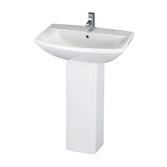 Nuie Contemporary 600mm Square Pedestal Basin