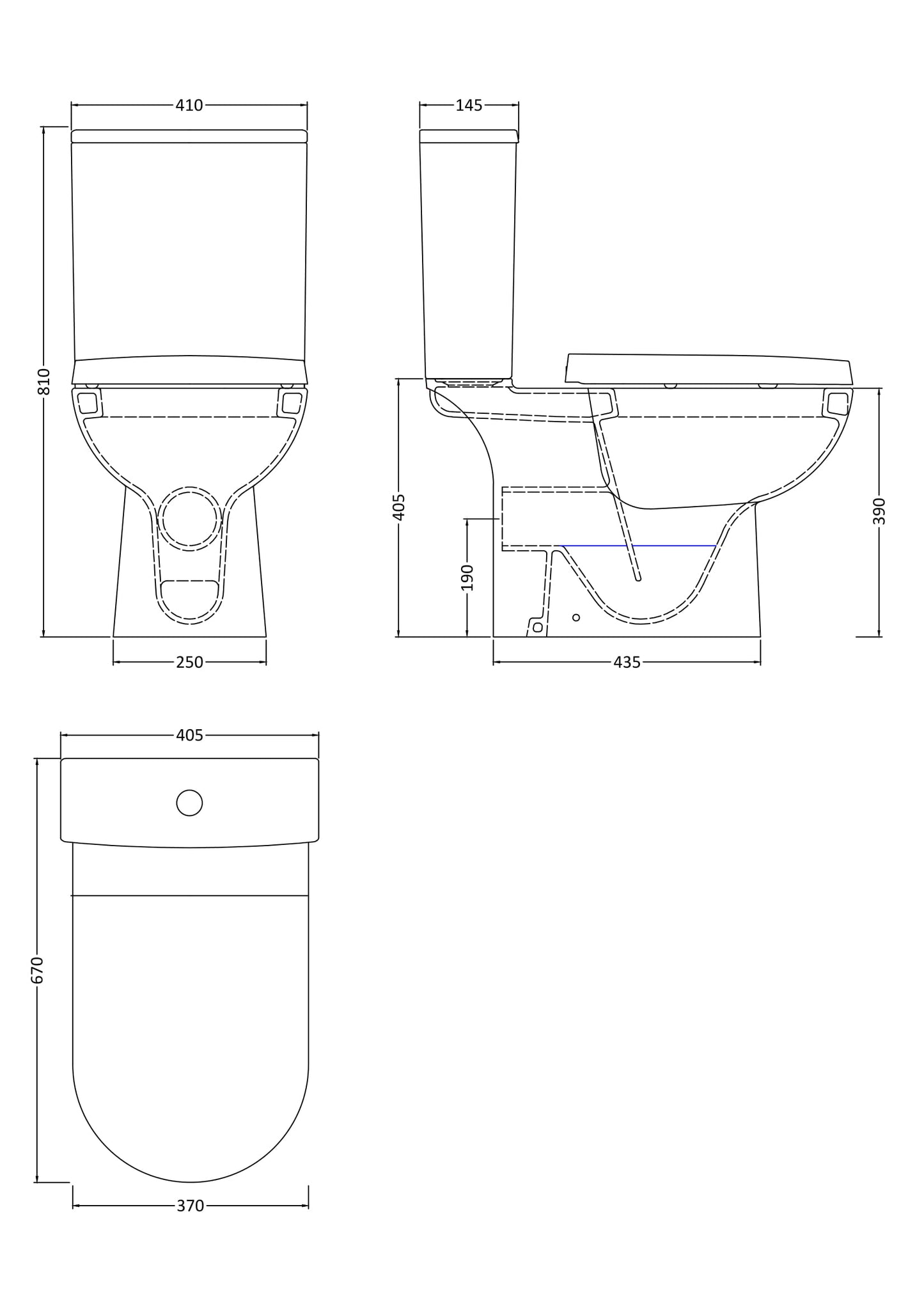 Nuie Contemporary 410mm Close Coupled Toilet