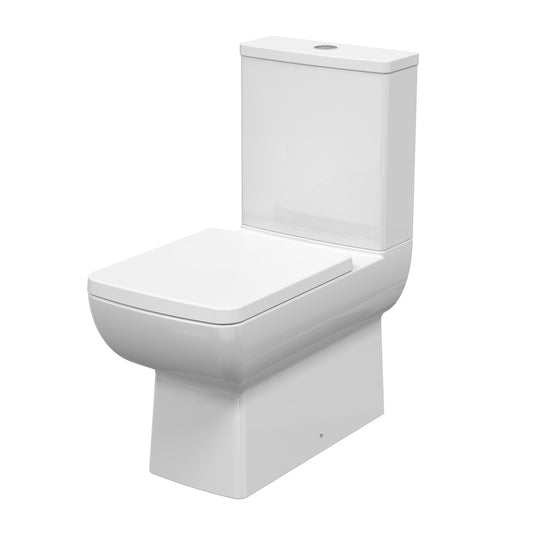 Nuie Contemporary Flush to Wall Square Bowl Rimless Toilet