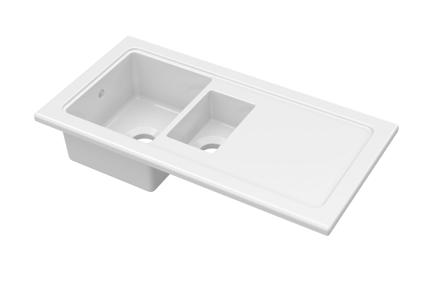 Nuie 1.5 Bowl 1010 x 525mm White Rectangular Countertop Sink
