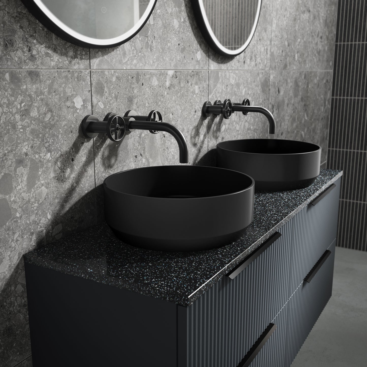 Revolution Wall Mounted Basin Mixer Matt Black