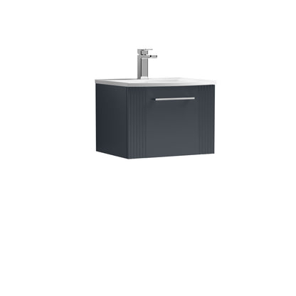 Nuie 500mm Art Deco Soft Black Wall Hung Vanity Unit with Basin with Chrome Handle