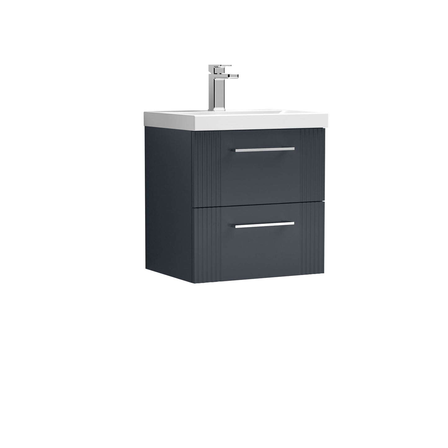 Nuie Deco 500mm Wall Hung 2-Drawer Vanity Unit with Basin and Chrome Handles