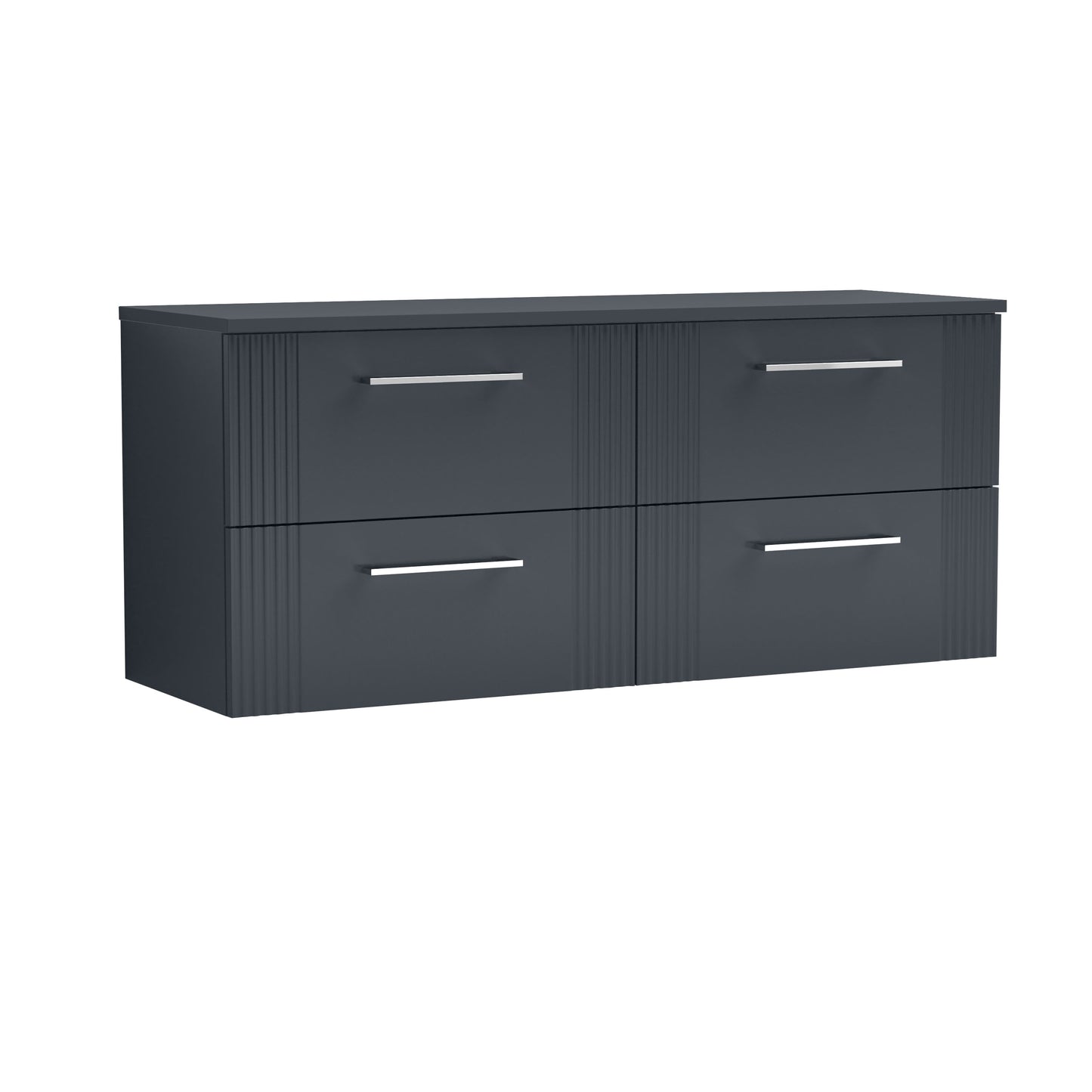 Nuie 1200mm Wall Hung 4-Drawer Vanity With Worktop & Chrome Handles