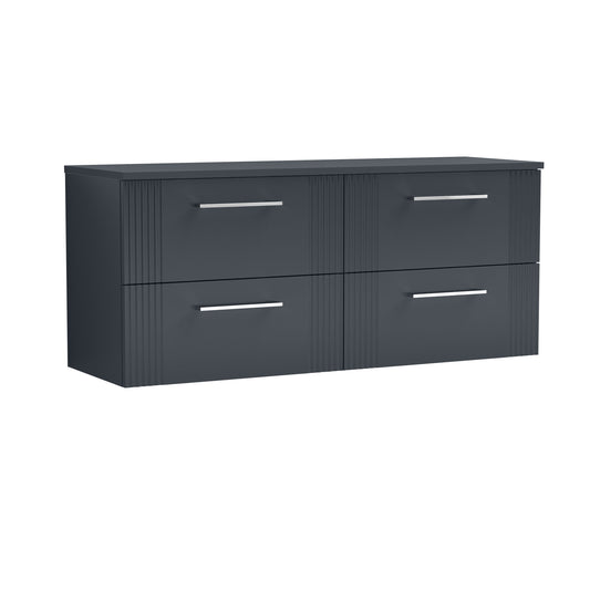 Nuie 1200mm Wall Hung 4-Drawer Vanity With Worktop & Chrome Handles